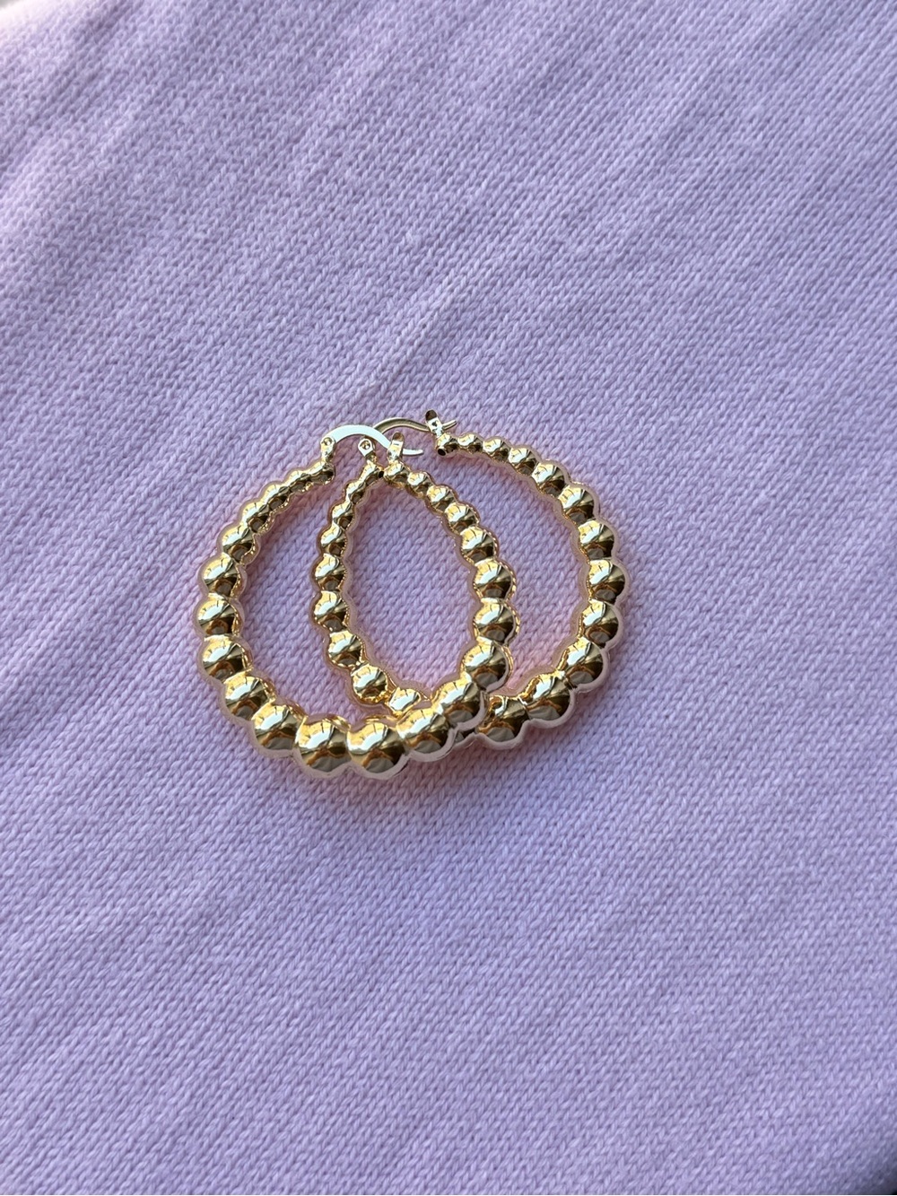 Gold ToneBead Hoop Earrings for Women